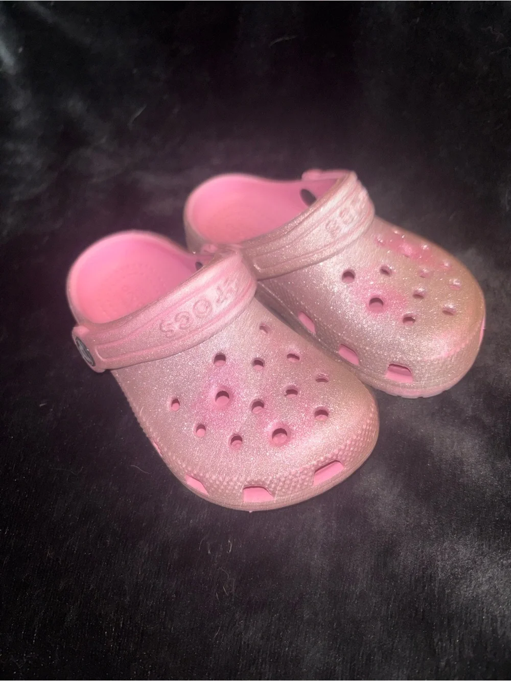 Crocs Kids Classic Glitter Clogs Pink Sparkle C9 Toddler Girls Shoes